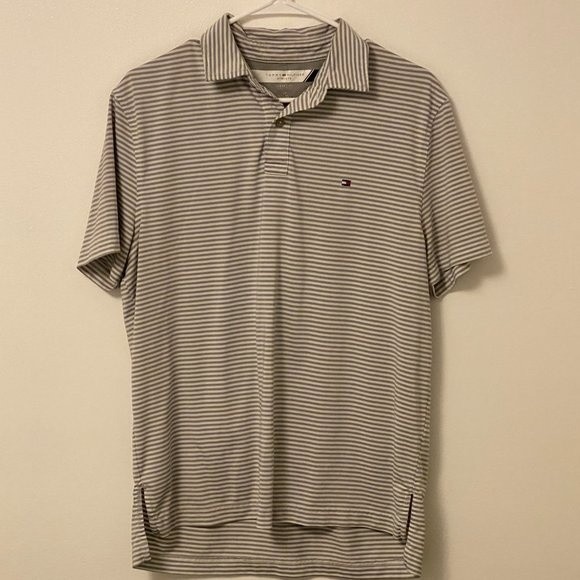 Tommy Hilfiger Athlete SS Men's polo shirt, Classic Fit Size S, Gray and white - Picture 2 of 6